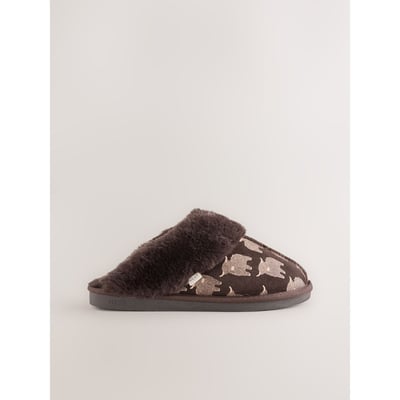 Chaussons mules en daim à imitation fourrure NEXT