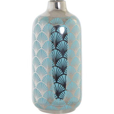Vase porcelaine  finition chromée style oriental raffiné RECOLLECTION
