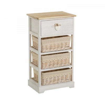 Table de Chevet Bois 1 Tiroir + 3 Paniers - 40x29x73cm WADIGA