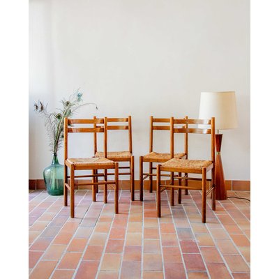 Lot de 4 chaises en bois Alma N°453 - Bon état DEBONGOUT