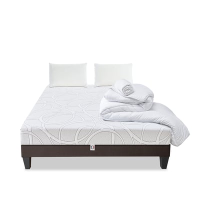 Prêt-à-dormir POSÉIDON avec Sommier, Couette, Oreillers et Protège-matelas OLYMPE LITERIE