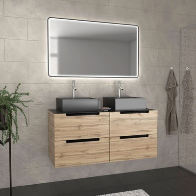 Meuble de salle de bain avec 2 vasques et miroir à leds HOME MAISON