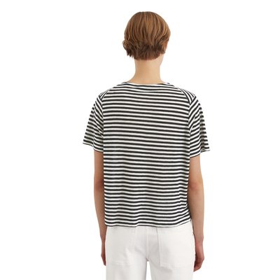 T-shirt rayé régulier en mélange TENCEL™ Lyocell-lin MARC O'POLO