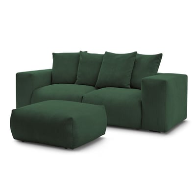 Canapé modulable 4 places en velours côtelé avec pouf, VOLTAIRE BOBOCHIC