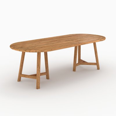 Table de jardin ovale en bois de teck recyclé 10 personnes - BORA RENDEZ-VOUS DÉCO