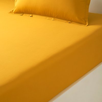 Drap housse en percale de coton beige, ALCOVE OLIVIER DESFORGES