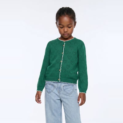 Cardigan uni ajouré en coton MONOPRIX