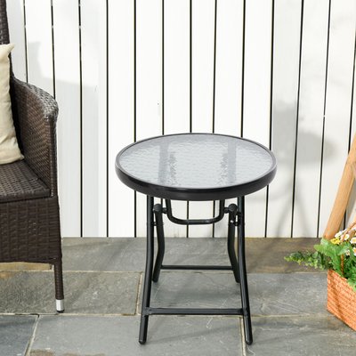Table basse ronde bistro de jardin pliable noir OUTSUNNY
