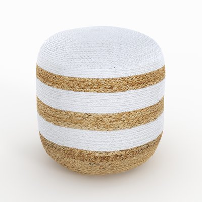 Pouf rond en jute, rayures D40 cm - BILLY RENDEZ-VOUS DÉCO