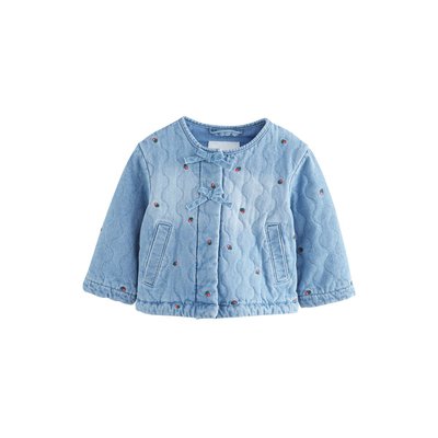 Veste matelassée en jean avec rose brodée NEXT