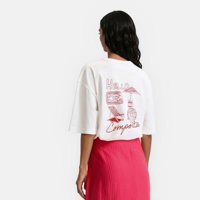 T-shirt col rond manches courtes imprimé au dos LA REDOUTE COLLECTIONS