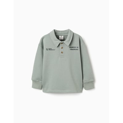 Sweat en coton avec col polo et imprimé ZIPPY