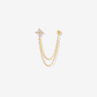 Puces d'oreilles fleur avec zirconium en argent garanti BALABOOSTE