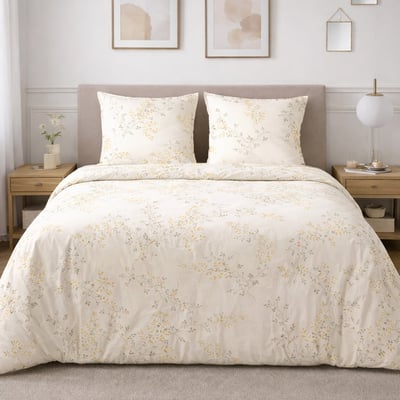 Parure housse de couette en gaze de coton imprimée feuillage, Thea C DESIGN HOME TEXTILE