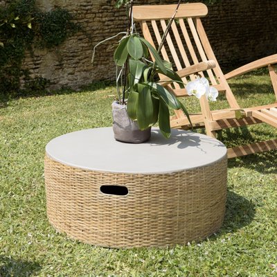 Table basse ronde de jardin bambou et béton 80 cm HERCULE PIER IMPORT