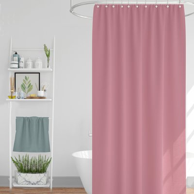 Rideau de douche classique tissu jacquard uni rose WADIGA