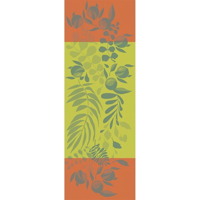 Chemin de table pur coton antitache ORANGE FESTIVAL GARNIER-THIEBAUT