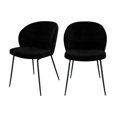 Lot de 2 chaises en tissu bouclette et pied en métal - GROOM RENDEZ-VOUS DÉCO