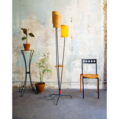Lampadaire au triple abajour Julien N°374 - Bon état DEBONGOUT
