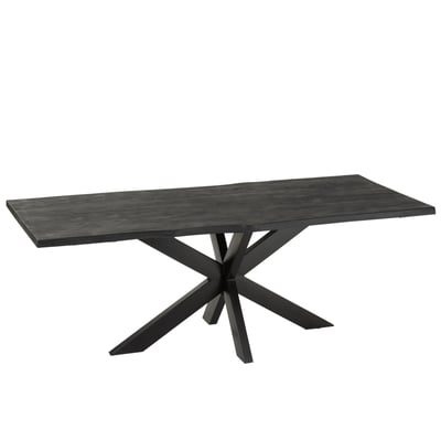 Table de salle à manger rectangulaire en acacia et métal noir L200 - EDGAR HELLIN, DEPUIS 1862