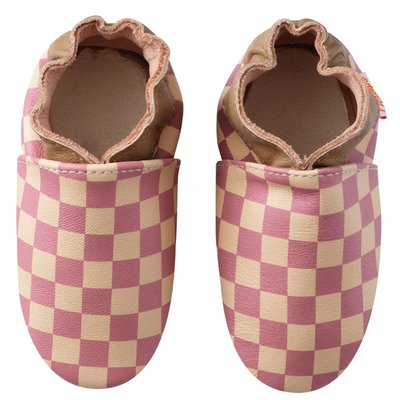 Chaussons bébé cuir souple damier TICHOUPS