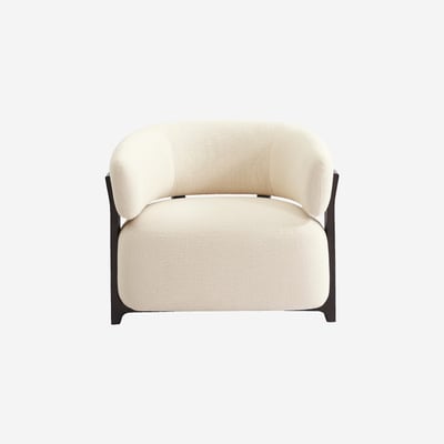 Fauteuil en tissu texturé et noyer BARREA HABITAT