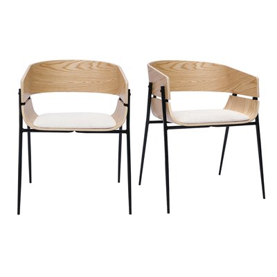 Chaises design bois clair et tissu chenille beige (lot de 2) WESS MILIBOO