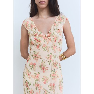 Robe mi-longue à imprimé fleuri nœud MANGO