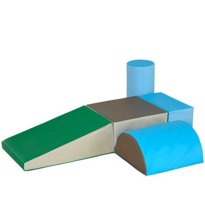 5 blocs modules de motricité enfant mousse EPE revêtement PU gris bleu vert HOMCOM