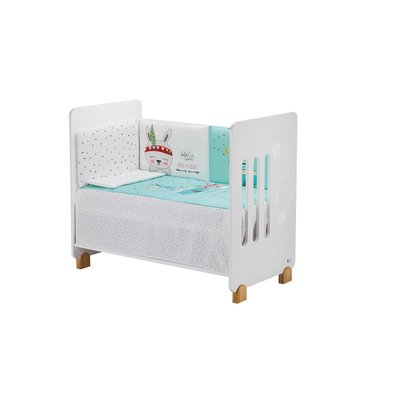 Lit Bébé Star Nature  and  Parure de lit 3 Pcs. Tipi/Oso Verd INTERBABY