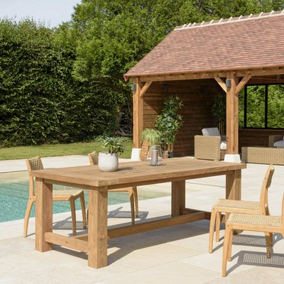 Table de jardin pieds droits teck recyclé naturel 220 cm MANY PIER IMPORT