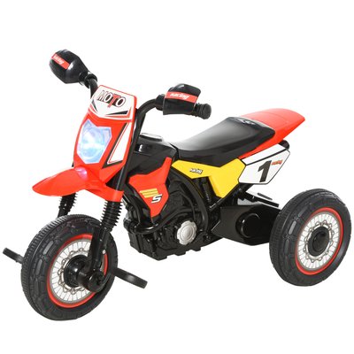 Tricycle enfants moto cross effets musicaux et lumineux coffre rangement HOMCOM