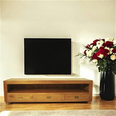 Meuble TV 175cm bois de teck 3 tiroirs 1 niche BISHO PIER IMPORT