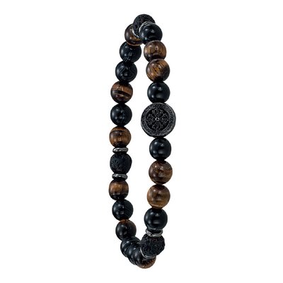 YASUR - Black steel and Tiger Eye bracelet JOURDAN BIJOUX