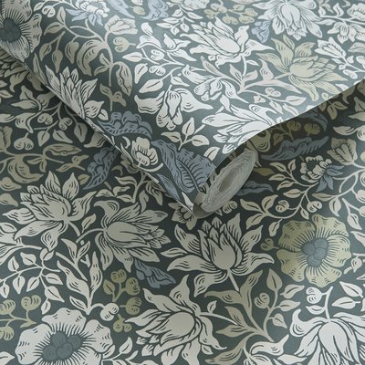 Mallow Slate/Dove Wallpaper WILLIAM MORRIS BY CLARKE & CLARKE