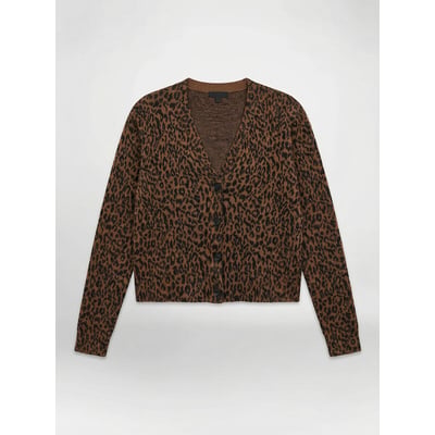 Strickjacke MOIRA mit V-Ausschnitt und Leopardenmuster LEON & HARPER