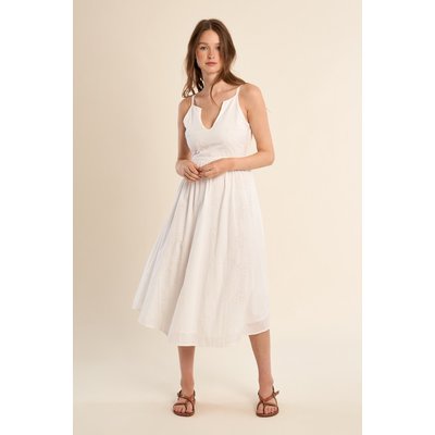 Robe mi-longue en coton, broderies ajourées MOLLY BRACKEN