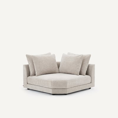 Canapé d'angle modulable en velours chenille, TIBERIO AM.PM