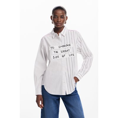 Chemise à rayures avec phrase DESIGUAL