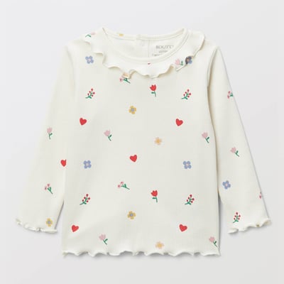 T-shirt à col fantaisie manches longues imprimé en coton BIO GOTS BOUT'CHOU