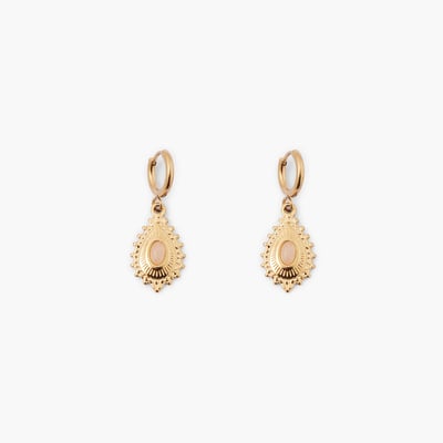 Boucles d'oreilles pendentif acier inoxydable doré et rose BALABOOSTE