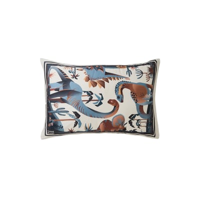 Taie d'oreiller rectangulaire coton bio JURASSIC CARRE BLANC