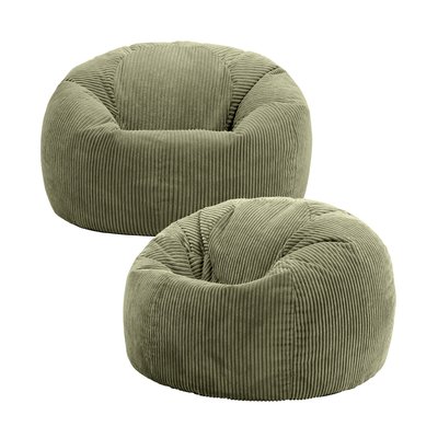 Lot de 2 poufs classiques velours côtelé Oeko-Tex® - KINGSTON ICON