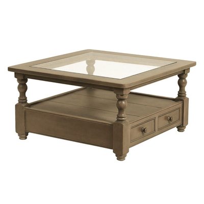 Table Basse Carrée Plateau En Verre - NATURAL INTERIOR'S