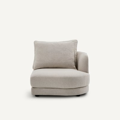 Mezzo divano dritto, arrotondato, modulare in tessuto effetto tweed, TIBERIO AM.PM