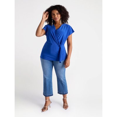 Jean cropped jambe droite, avec surpiqûres ton sur ton FIORELLA RUBINO