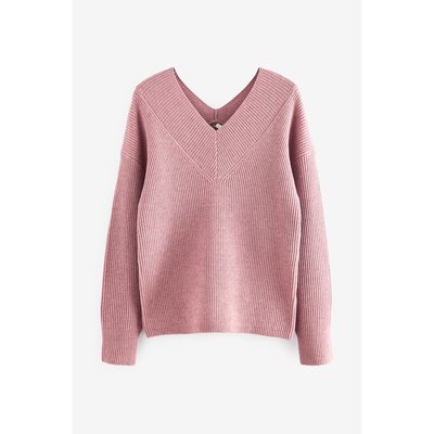 Pull en maille côtelée décontracté à col v NEXT