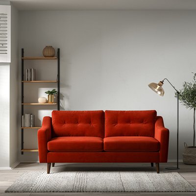 Rosa Curve Buttoned Velvet 3 Seater Sofa with Dark Wood Legs SO'HOME