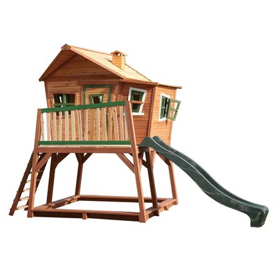 Maison max marron/vert - toboggan vert AXI