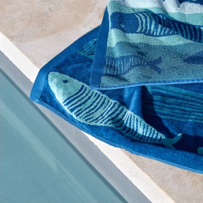 Drap de plage Vent d'océan - Velours de coton jacquard 450g/m² TRADITION DES VOSGES